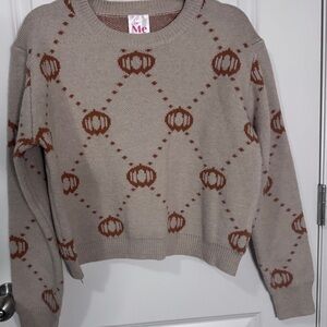 NWT-ME Makeover Essentials Beige & Brown Crew Neck Sweater Fits Best Size Small